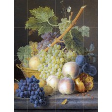 A STILL LIFE WITH GRAPES AND PEACHES Tile Mural Kitchen Wall Backsplash 25.5x34   182283812154